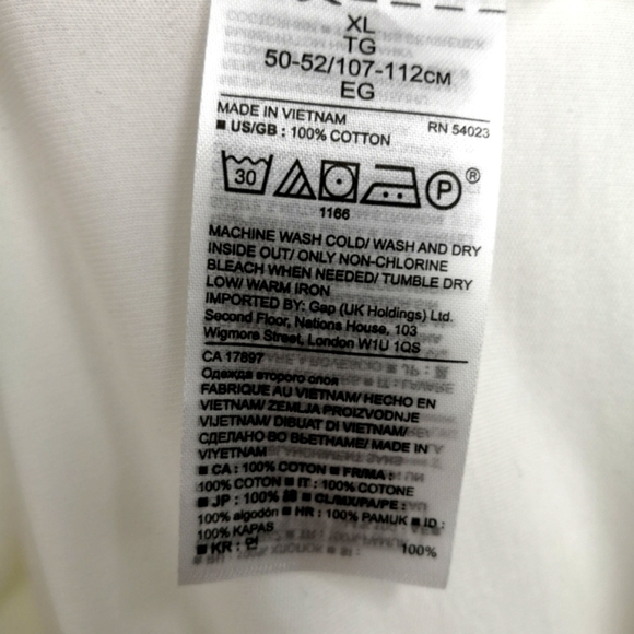 Banana Republic Men's XL Luxury Touch White Crew Neck Blue White Tee Shirt - Picture 6 of 7